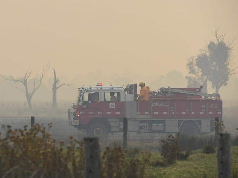 A CFA crew is seen on the Bunyip side of the Princes Highway.