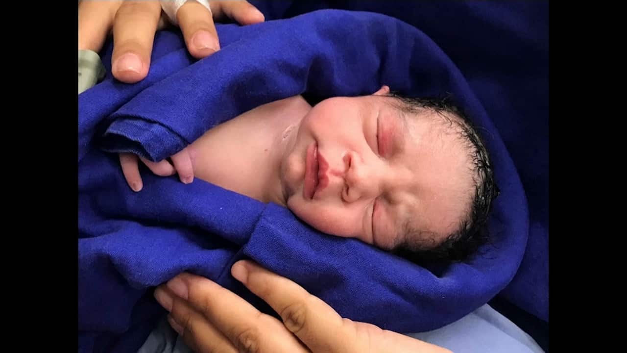 The baby was born a year ago. 