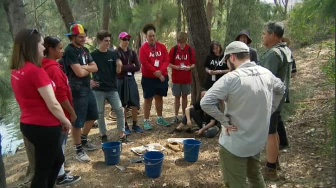 The high schoolers took part in an archaeological dig as part of the summer school.