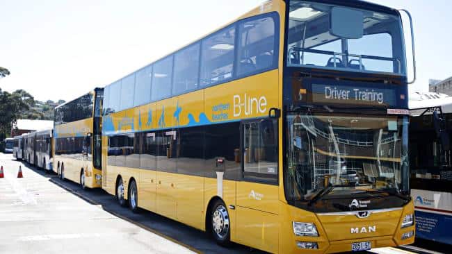 One of the new B-line buses that will serve the northern beaches.