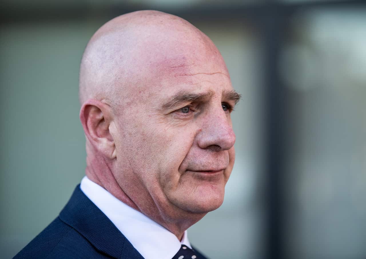 Premier of Tasmania Peter Gutwein speaking to media in Sydney, Friday, March 13, 2020.