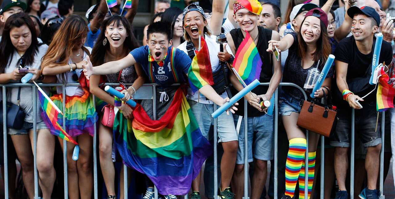 People show their support during the 2016 Sydney Gay & Lesbian Mardi Gras Parade on March 5, 2016 in Sydney, Australia. 