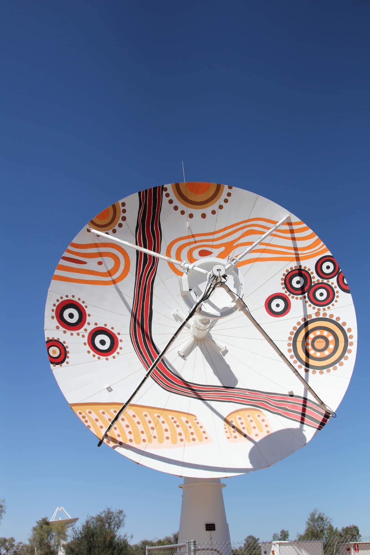 An antenna currently on the property painted by local Arrernte artist Roseanne Kemarre Ellis. 