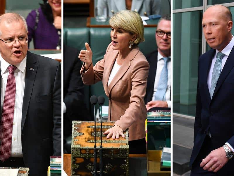 A triptych of Scott Morrison, Julie Bishop and Peter Dutton