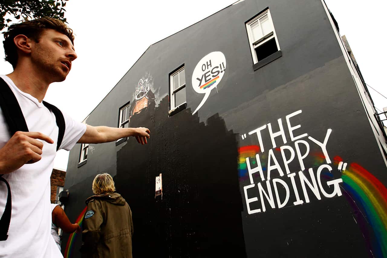 Tony Abbott mural painted over in Newtown, Sydney.