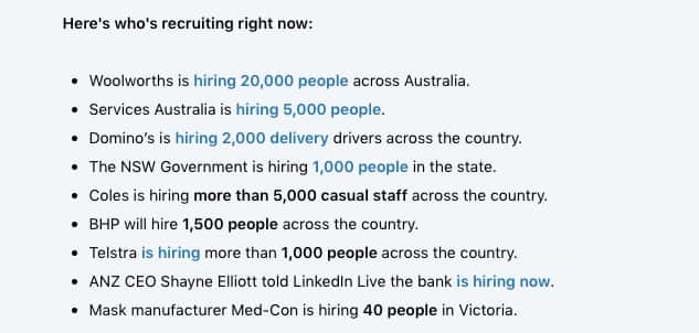 LinkedIn Australia post