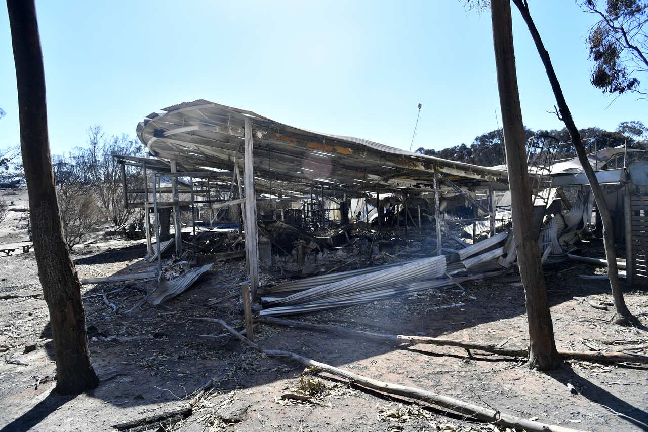 A general view of the Flinders Chase Visitors Office after bushfires swept through on Kangaroo Island.