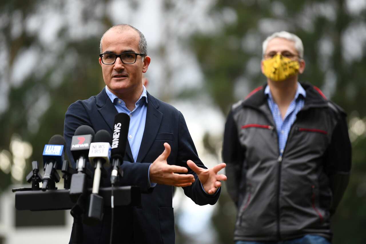 Victorian Acting Premier James Merlino speaks to the media during a press conference in Olinda, Victoria, Thursday, 17 June, 2021. 