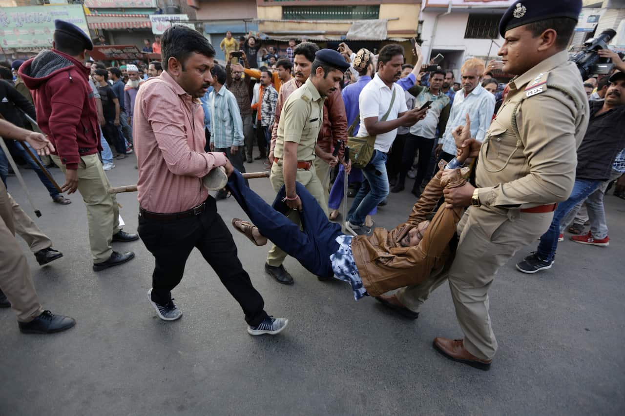 Police are being accused of brutality as India's protests grow increasingly violent.