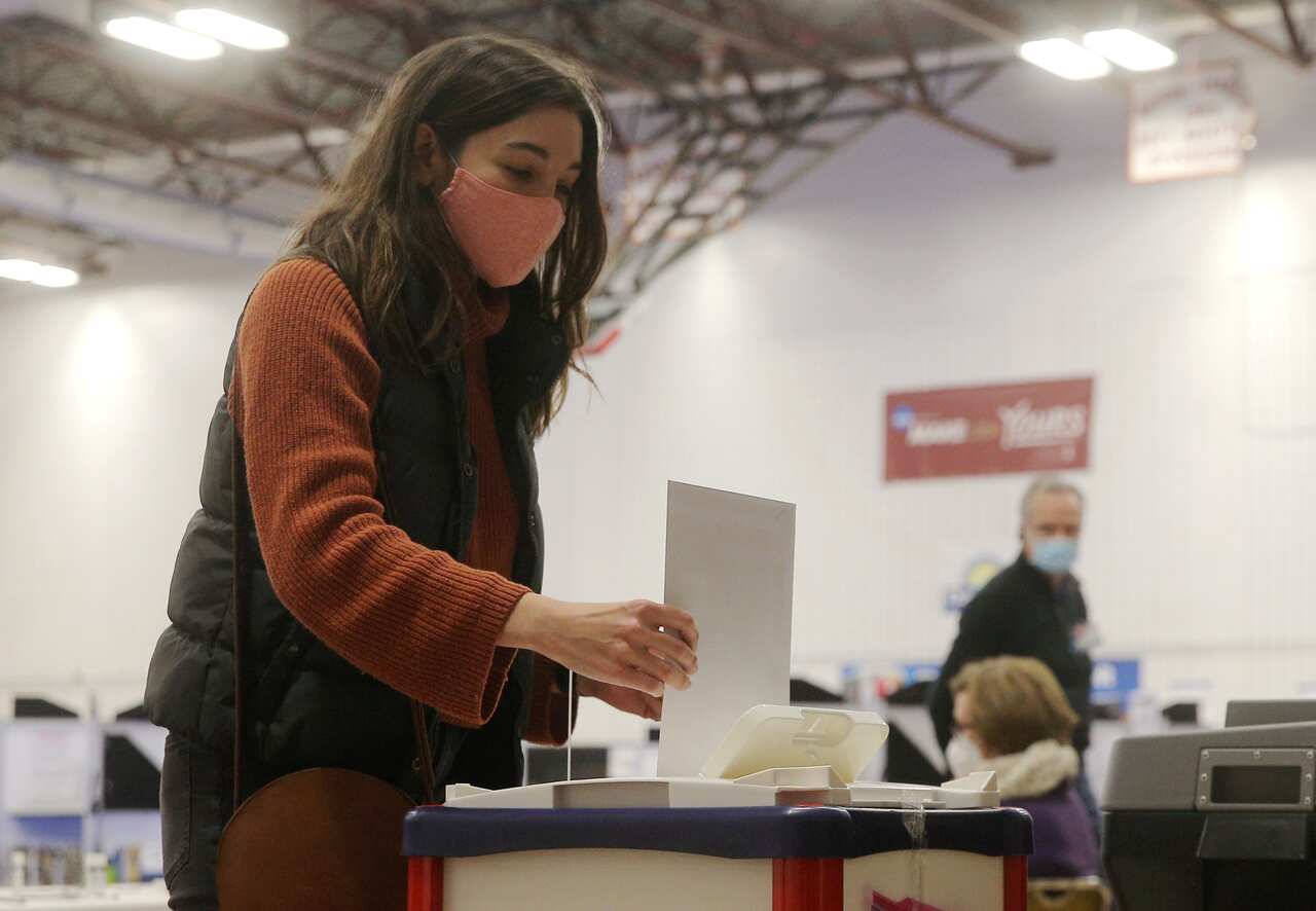 A Washington voting station on the eve of the 2020 US presidential election.
