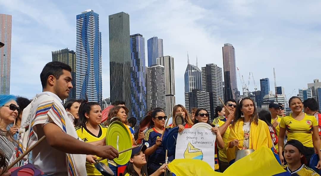 Colombians protesting in Melbourne