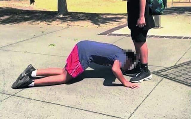 A Jewish boy was allegedly made to kiss the shoees of a Muslim student.