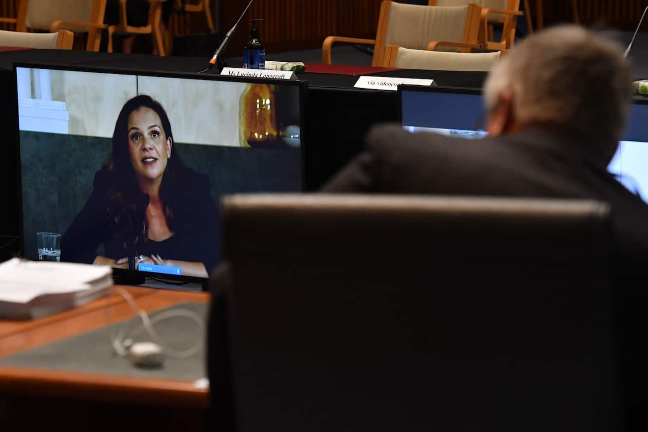 Google Australia Managing Director, Mel Silva appears via video link before a Senate inquiry.