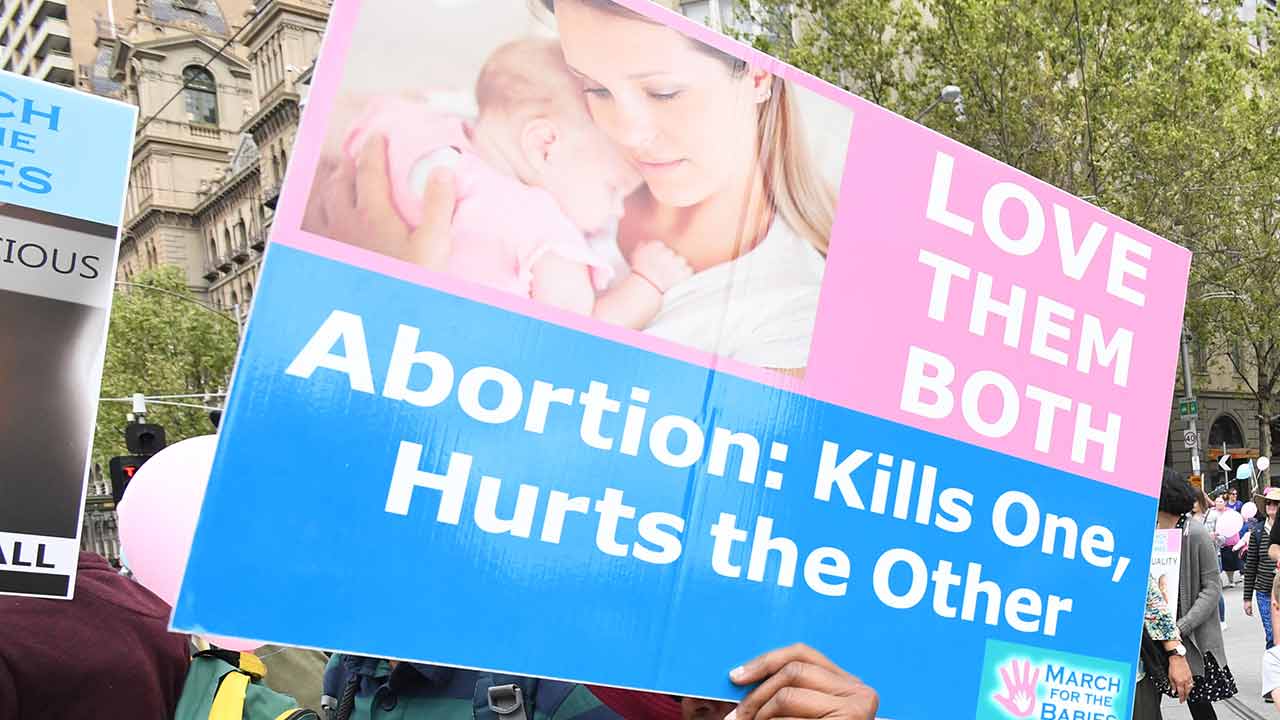 An anti-abortion rally outside Parliament House in Melbourne.