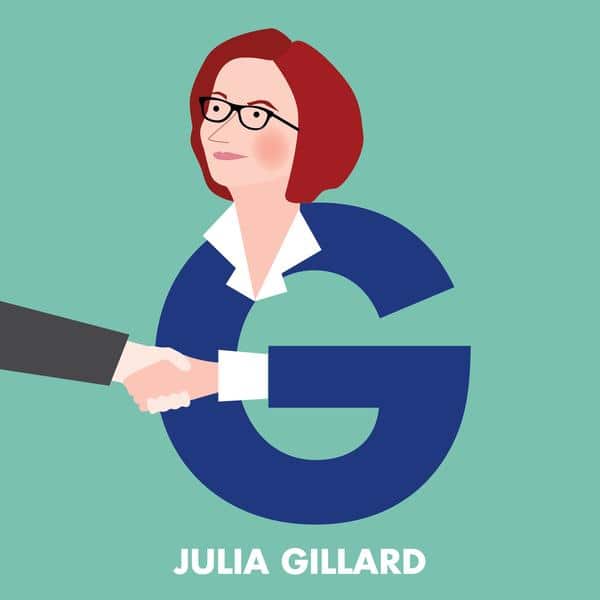 G is for Julia Gillard, from the Aussie Legends Alphabet by Beck Feiner.