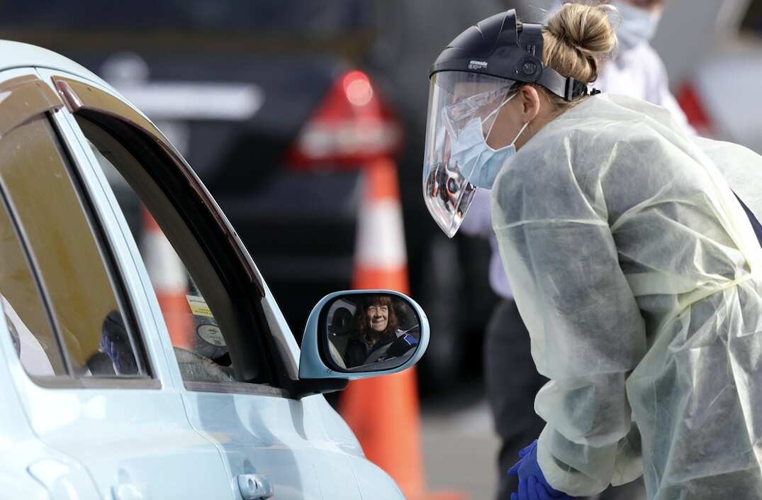 A testing station at a supermarket carpark in Christchurch.
