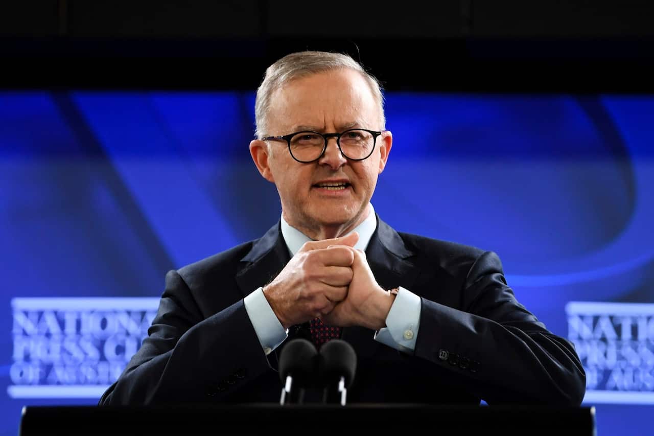 Anthony Albanese speaks at the National Press Club in Canberra