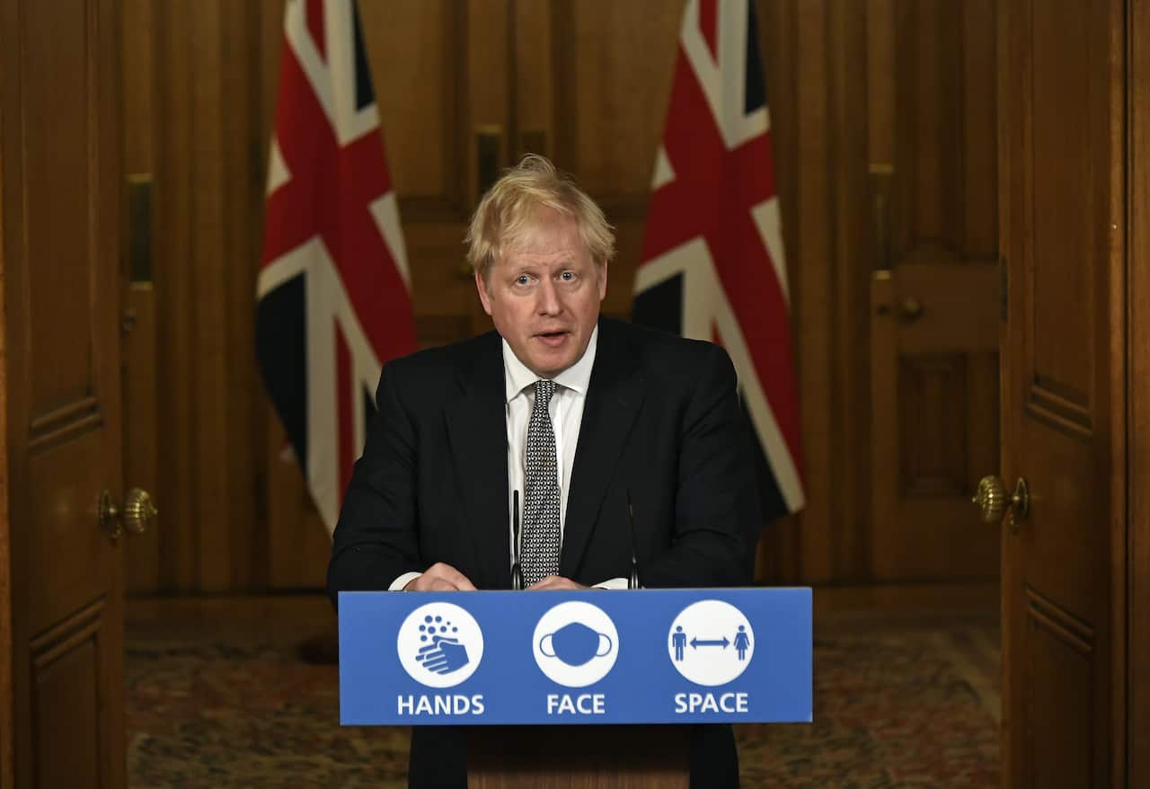 Prime Minister Boris Johnson during a media briefing in Downing Street, London, on coronavirus (COVID-19).. Picture date: Saturday October 31, 2020. See PA story HEALTH Coronavirus. Photo credit should read: Alberto Pezzali/PA Wire