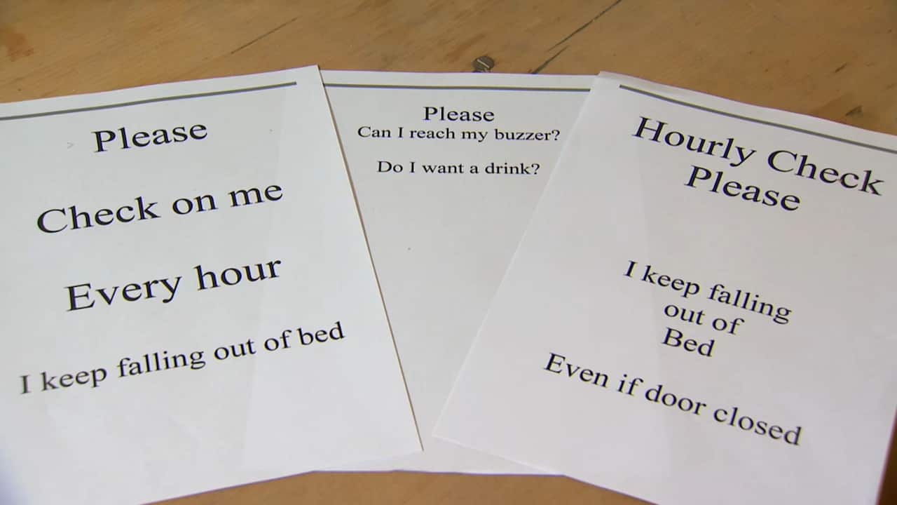 Requests to staff that were pinned to door of Nancy Reid's aged care room.