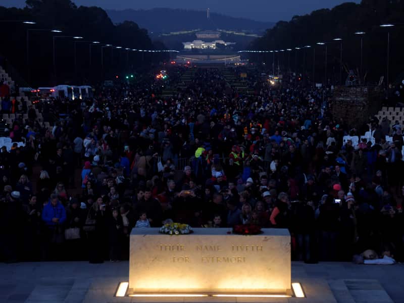 Tens of thousands of people have turned out at the Australian War Memorial in Canberra