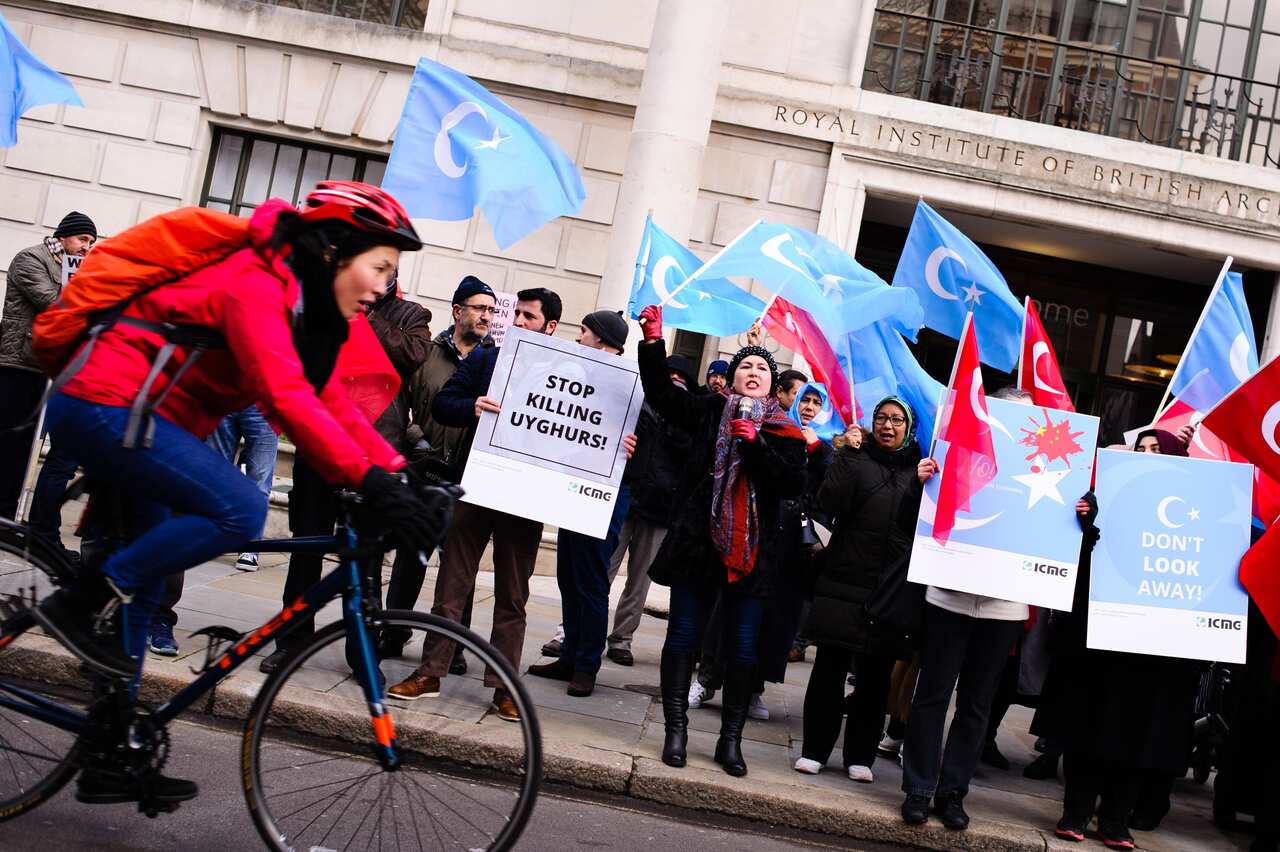 Activists take to the streets in London to protest the treatment of Uyghur Muslims by Chinese authorities.