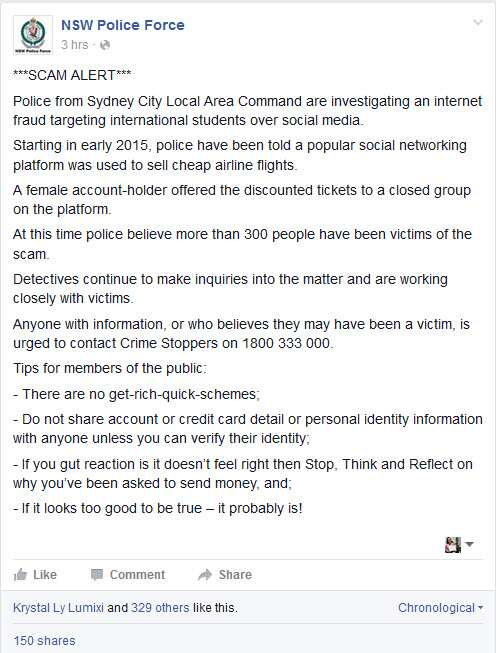NSW Police Force warning