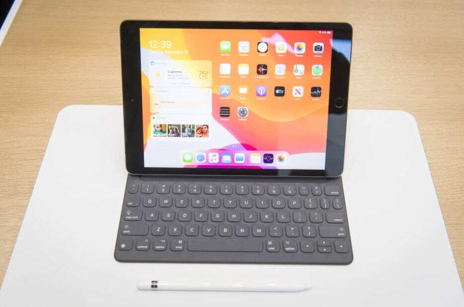 The Apple 7th generation iPad with its keyboard accessory 