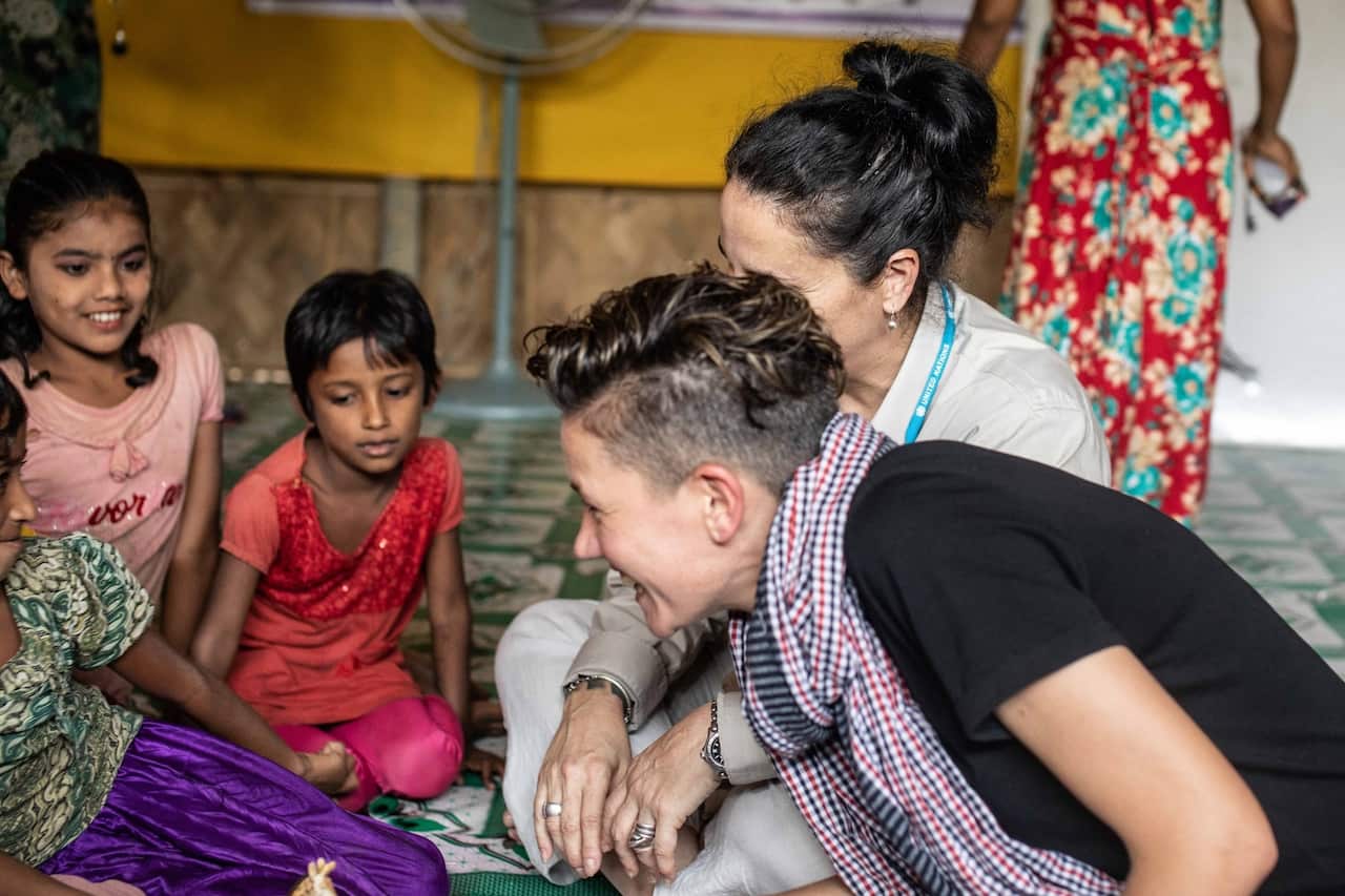 Carly Learson visiting a women's centre during a deployment to Cox's Bazar.