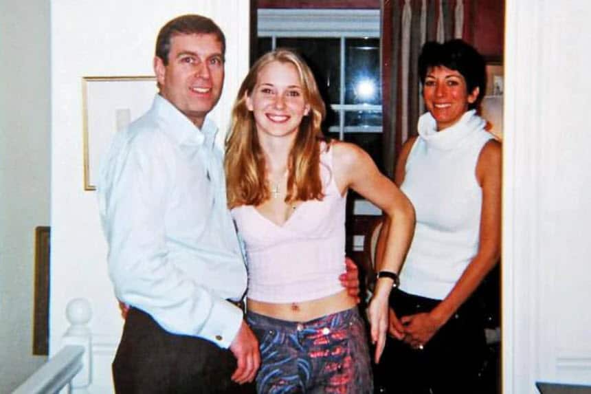 Prince Andrew, Virginia Giuffre and Ghislaine Maxwell in 2001.
