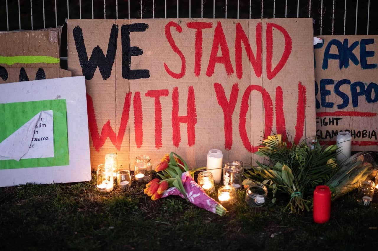 A memorial to the victims of the Christchurch attack.