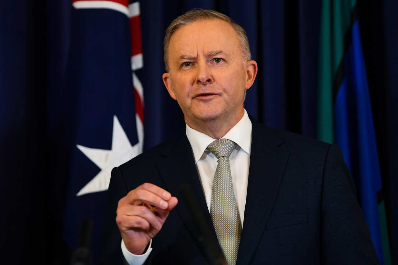 Australian Opposition Leader Anthony Albanese speaks to the media during a press conference at Parliament House in Canberra, Tuesday, October 26, 2021. (AAP Image/Lukas Coch) NO ARCHIVING
