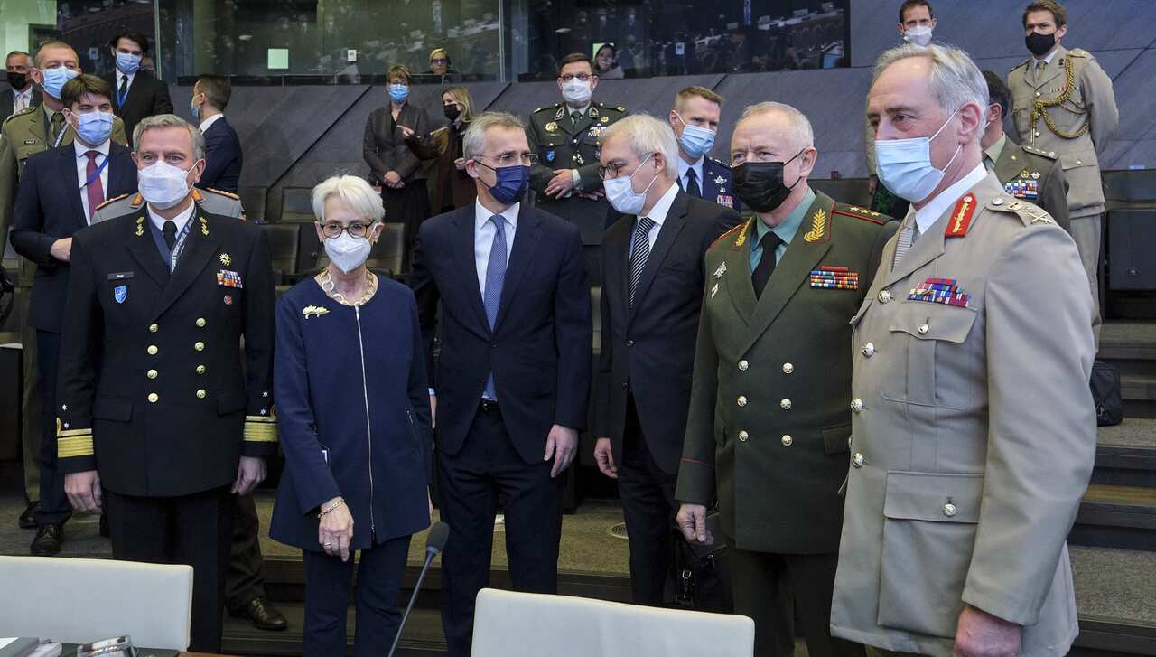NATO Secretary General Jens Stoltenberg met with US and Russia representatives at the Alliance's headquarters in Brussels, Belgium on 12 January, 2022. 