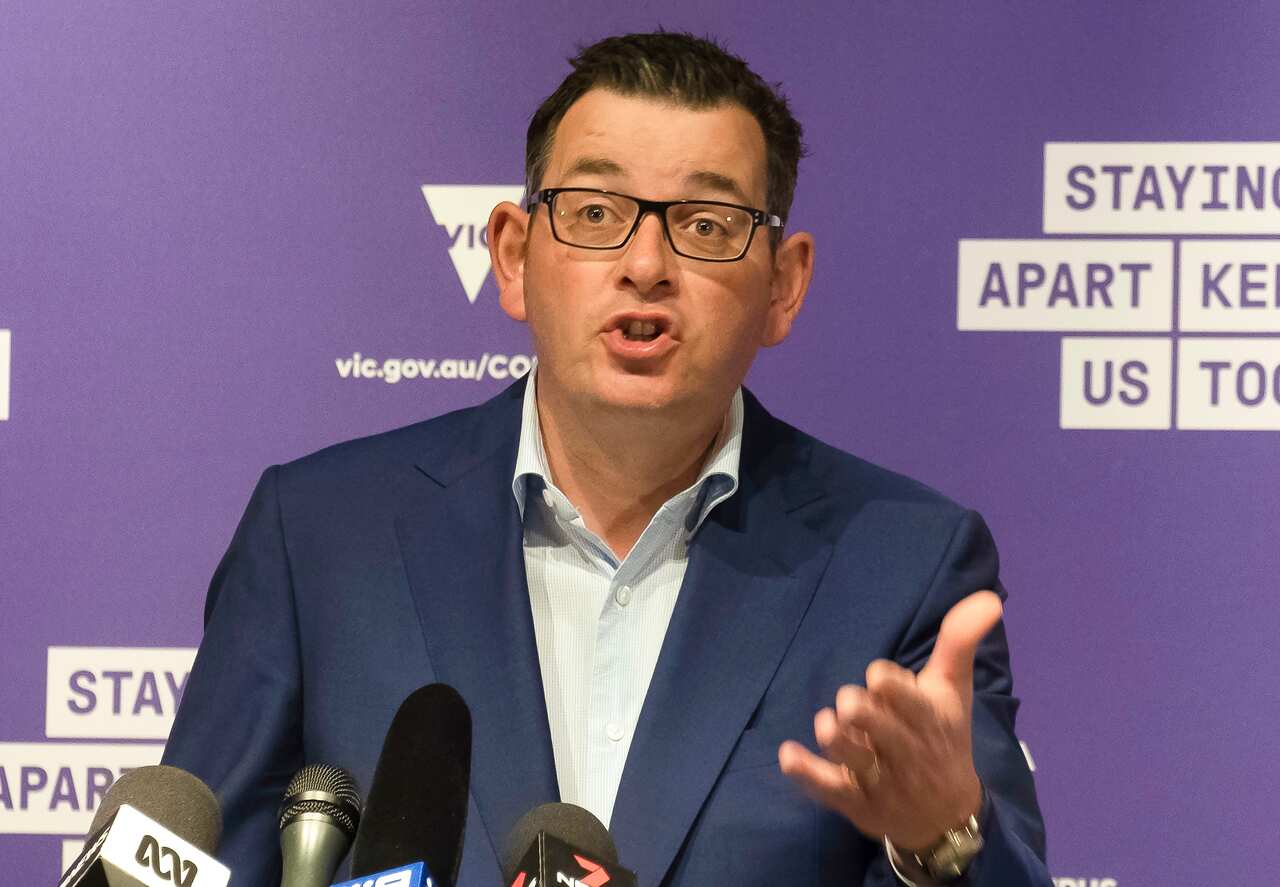 Victorian Premier Daniel Andrews speaks to the media during a press conference at Treasury Theatre in Melbourne, Saturday, June 20, 2020. (AAP Image/Luis Ascui) NO ARCHIVING