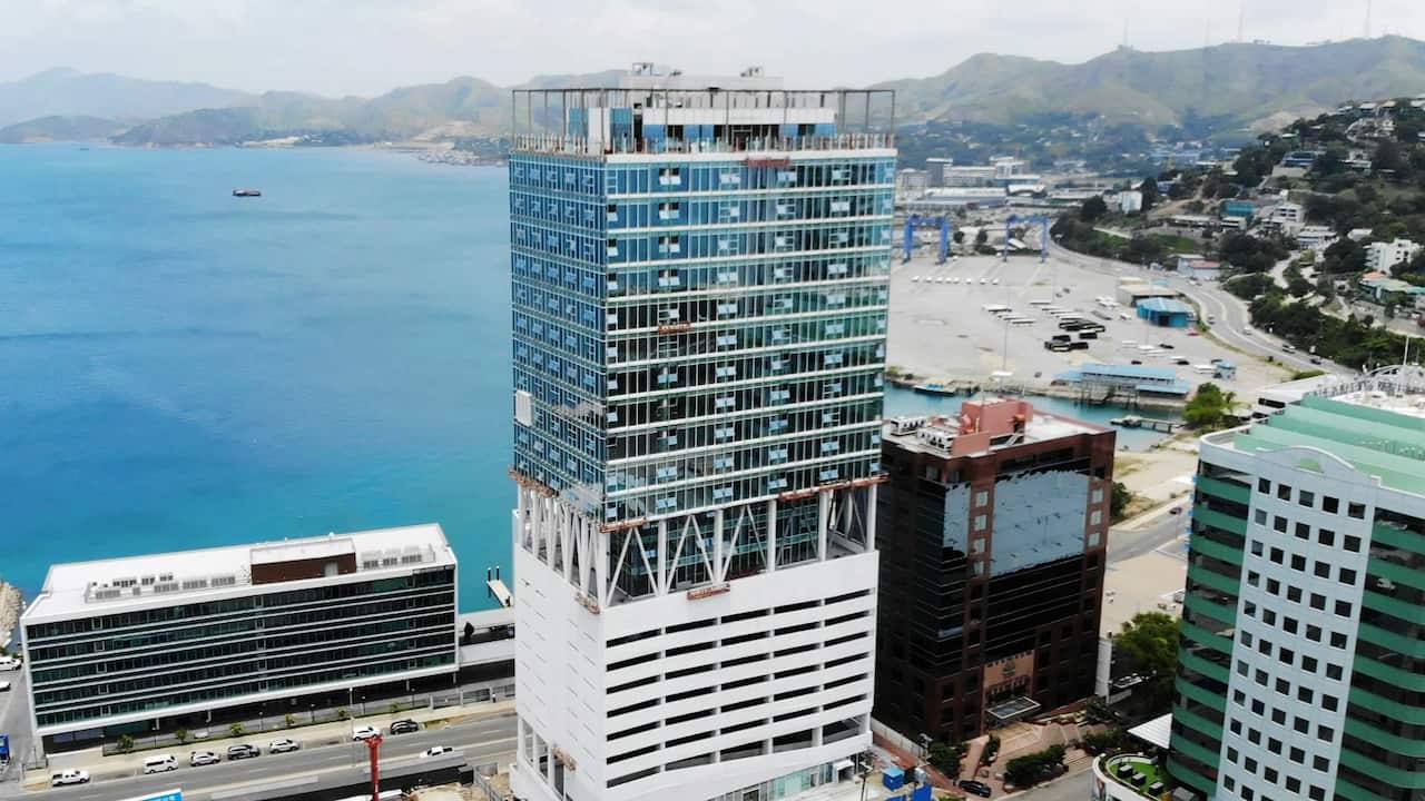 Months after the 23-storey building was completed, the Noble Centre stands empty.