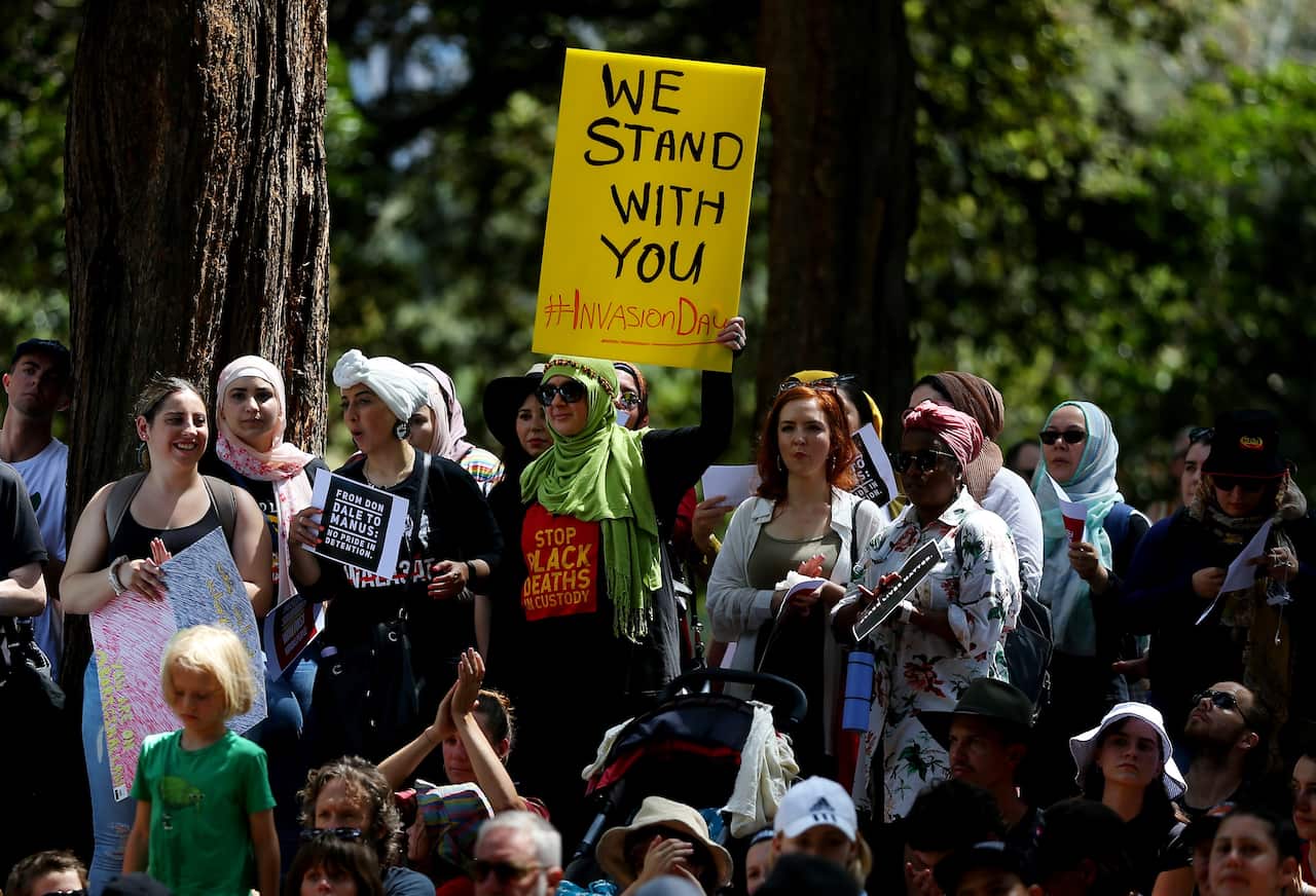The Invastion Day march begins in Sydney's Hyde Park on Sunday. 