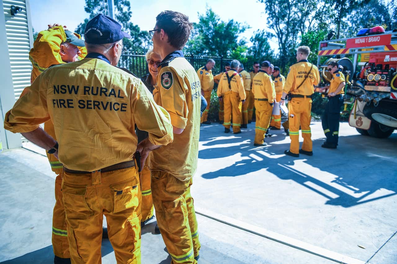 Volunteer fire fighters on duty at Menai Rural Fire Service Station, in Sydney.