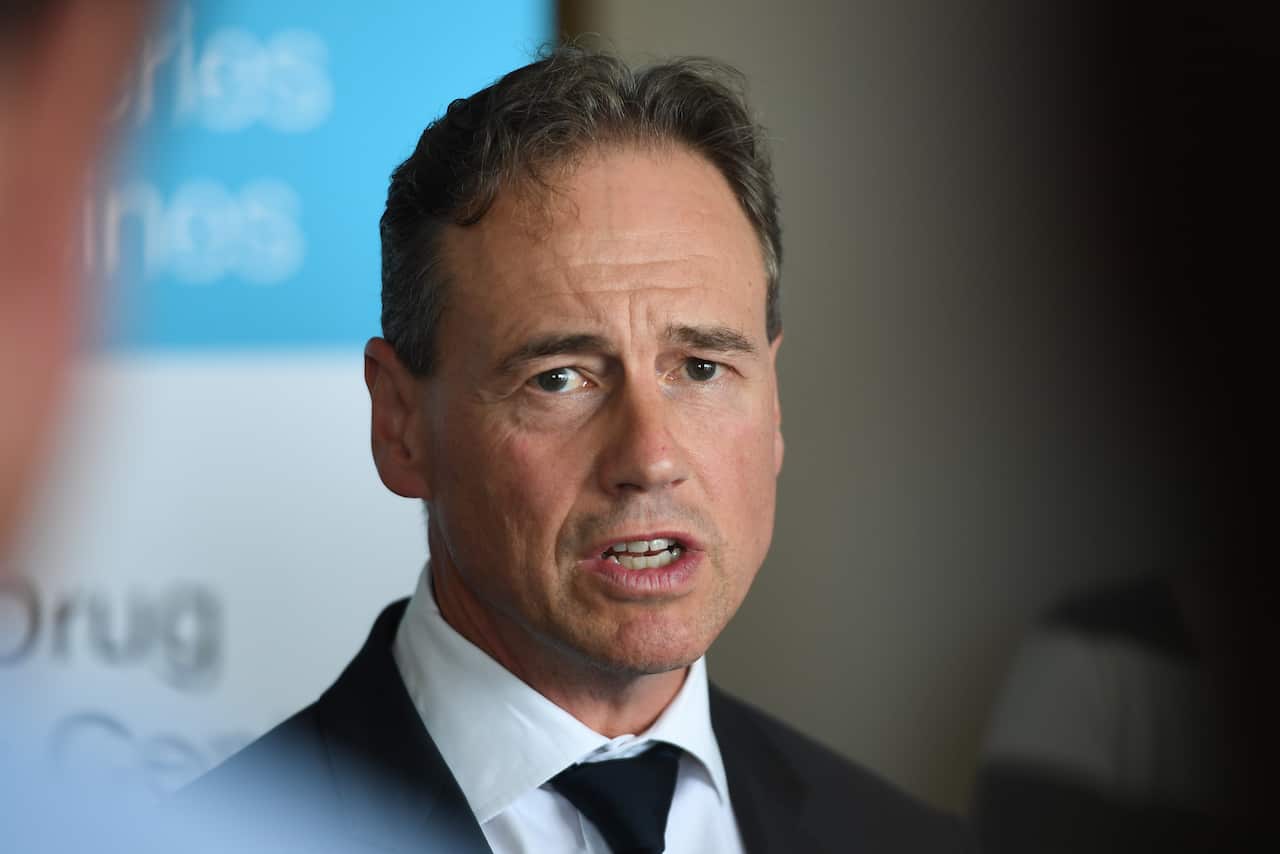 Federal Health Minister Greg Hunt speaks to the media during a press conference at the Walter and Eliza Hall Institute of Medical Research in Melbourne, Thursday, March 12, 2020. (AAP Image/Erik Anderson) NO ARCHIVING
