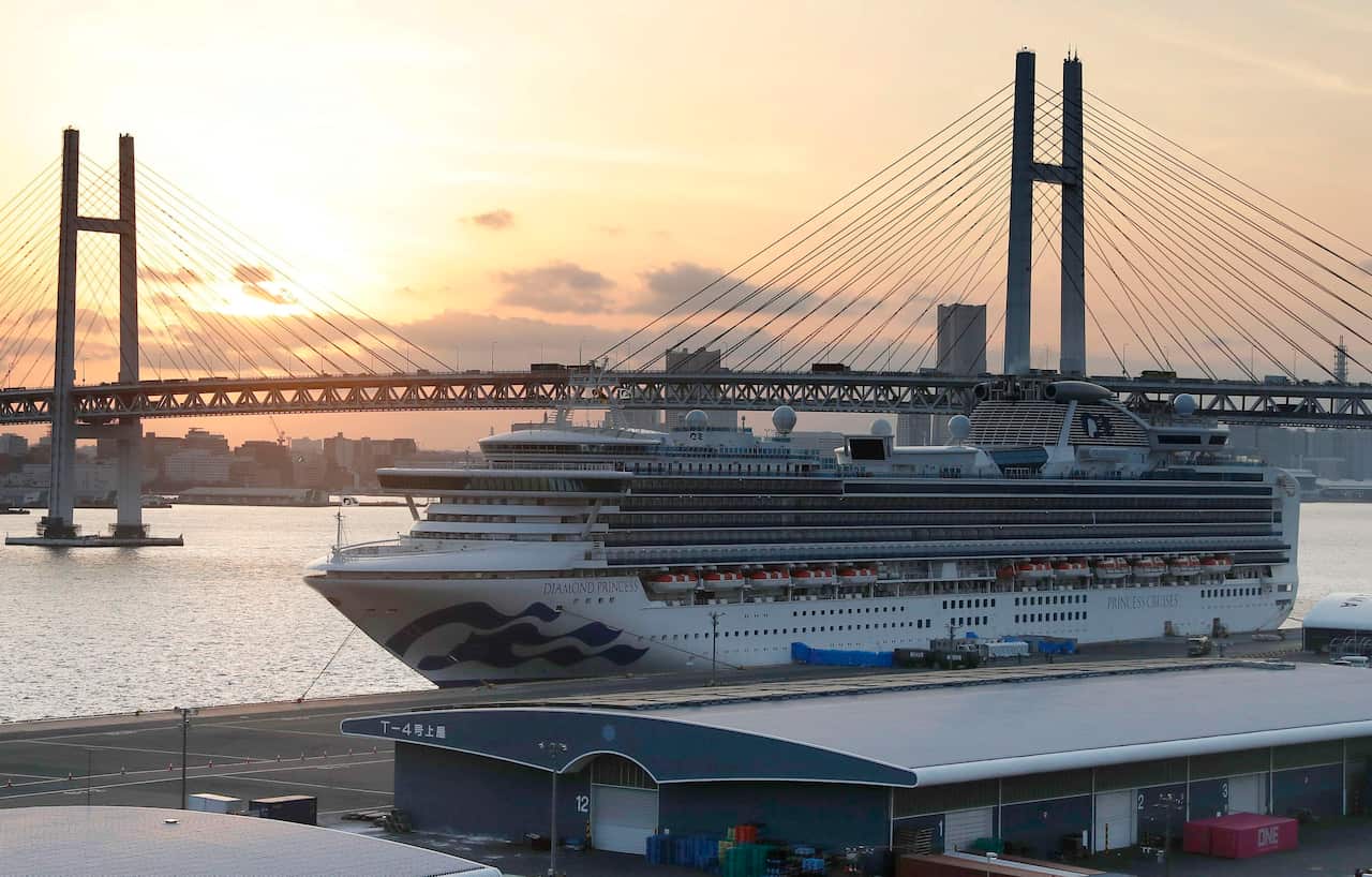 The coronavirus-hit Diamond Princess cruise ship docked in Yokohama, Japan.