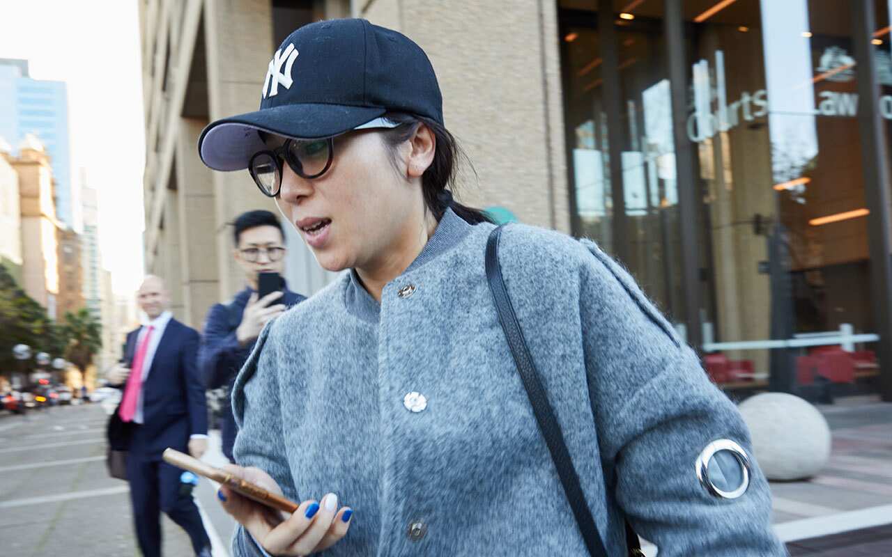 Lina Fu leaves the NSW Supreme Court in Sydney, Thursday, June 28, 2018. Fu has provided surety for Chinese actor Yunxiang Gao