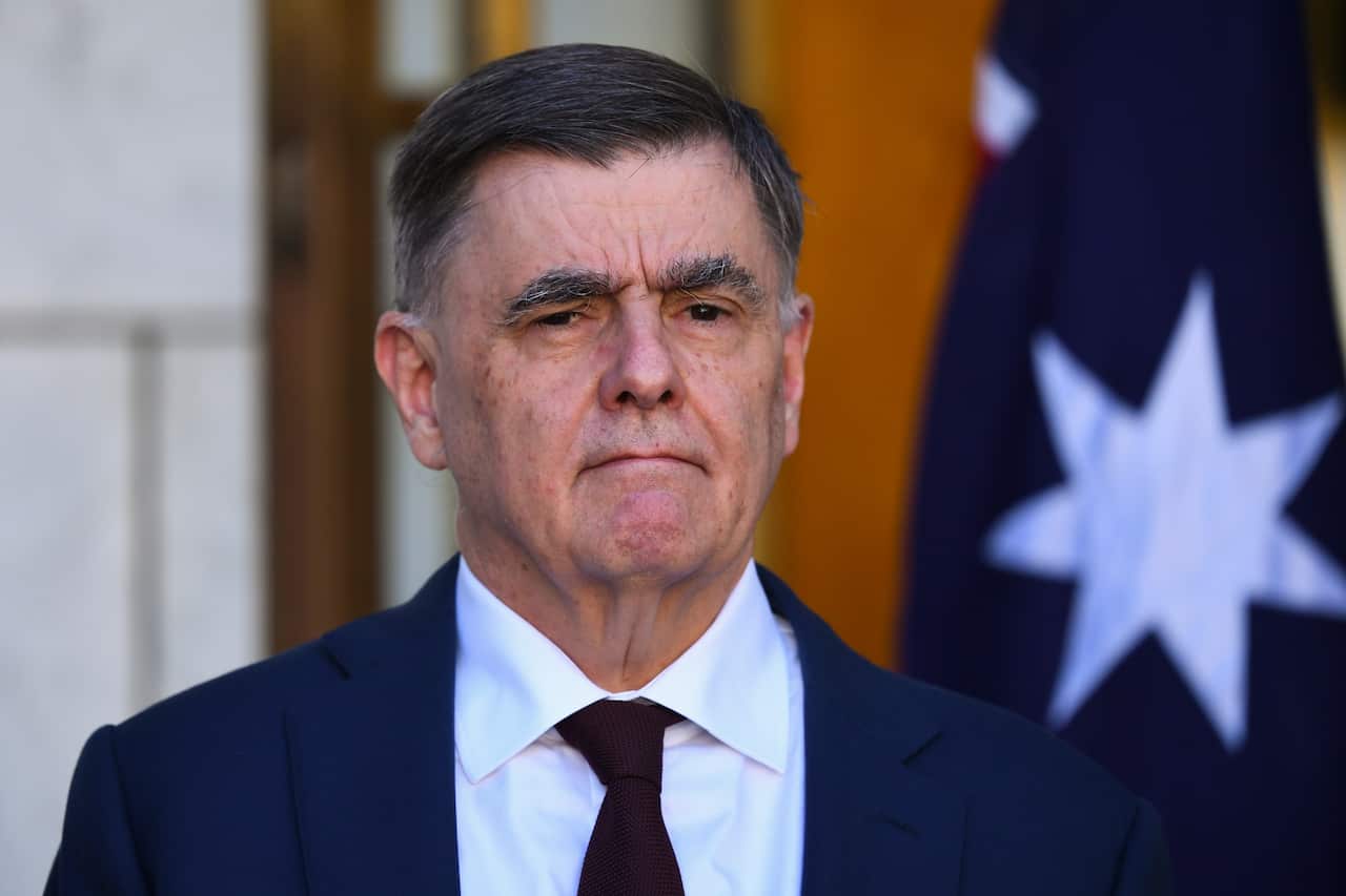 Secretary of the Department of Health Brendan Murphy speak to the media during a press conference at Parliament House in Canberra, Wednesday, July 29, 2020. (AAP Image/Lukas Coch) NO ARCHIVING