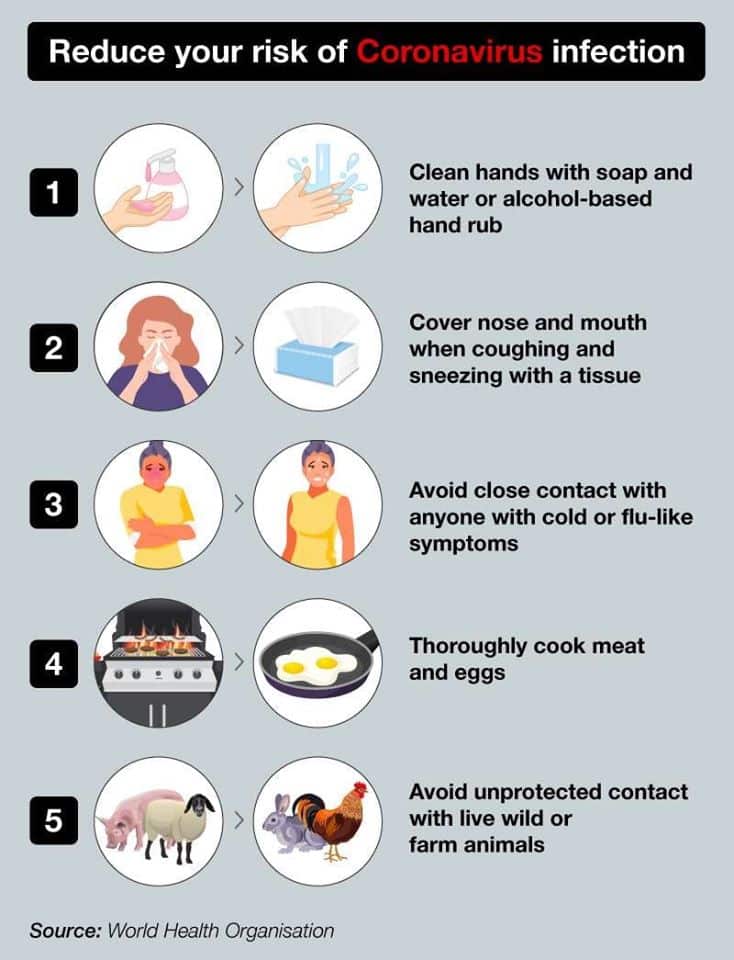 World Health Organisation's instructions to protect yourself from infections. 