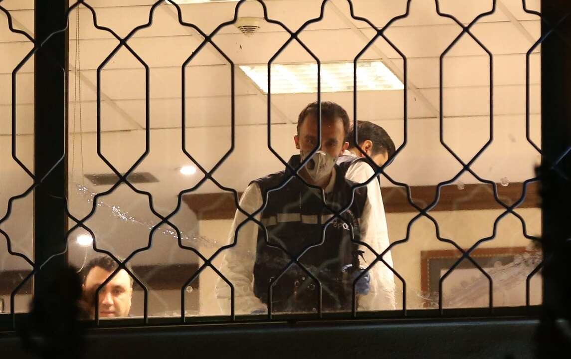 October 16, 2018: Turkish crime scene investigators inspect the consul room.