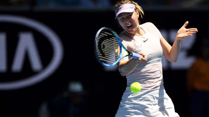 Maria Sharapova of Russia in action on day two of the Australian Open tennis tournament, in Melbourne, Tuesday, January 16, 2018.