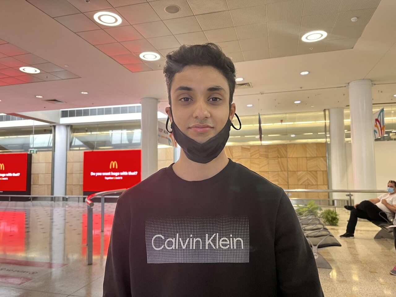 Ankit Pokhrel at Sydney airport on Wednesday