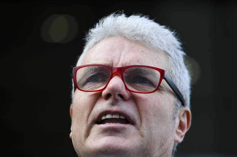 Whistleblower David William McBride speaks to the media after appearing in the ACT Supreme Court in Canberra, Thursday, June 13, 2019.