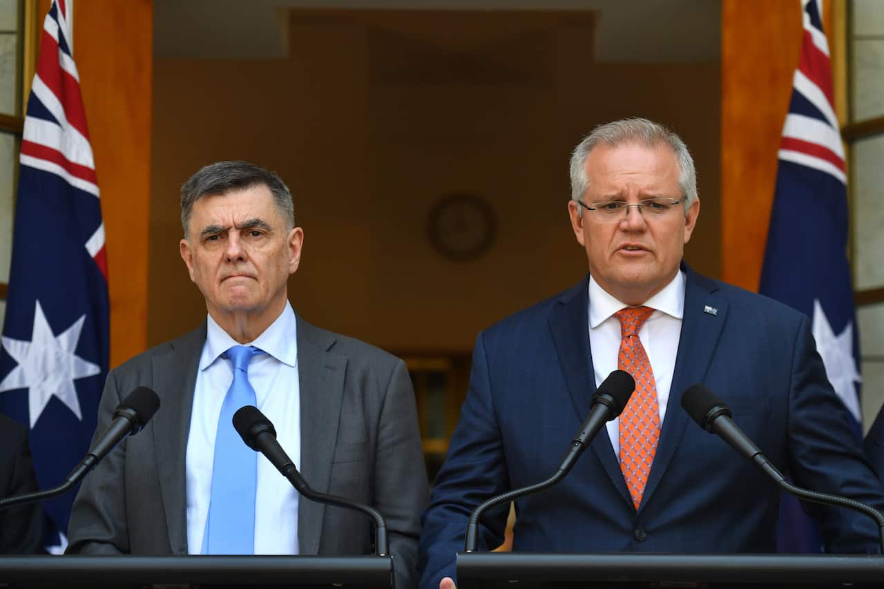 Chief Medical Officer Professor Brendan Murphy and Prime Minister Scott Morrison give an update on the coronavirus on Wednesday.