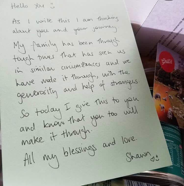 The 'message of hope' Jakulaith Wolff received with his Good Box in 2020.