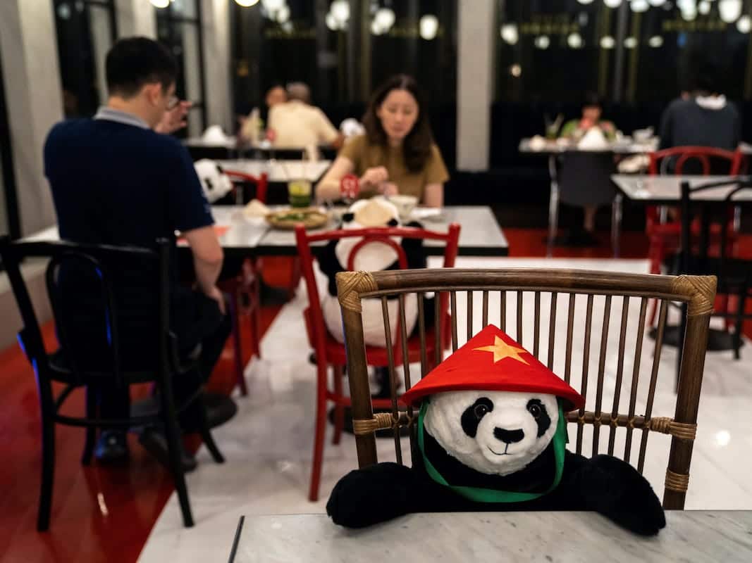 Maison Saigon in Bangkok, Thailand placed stuff panda bears on seats to keep customers apart.