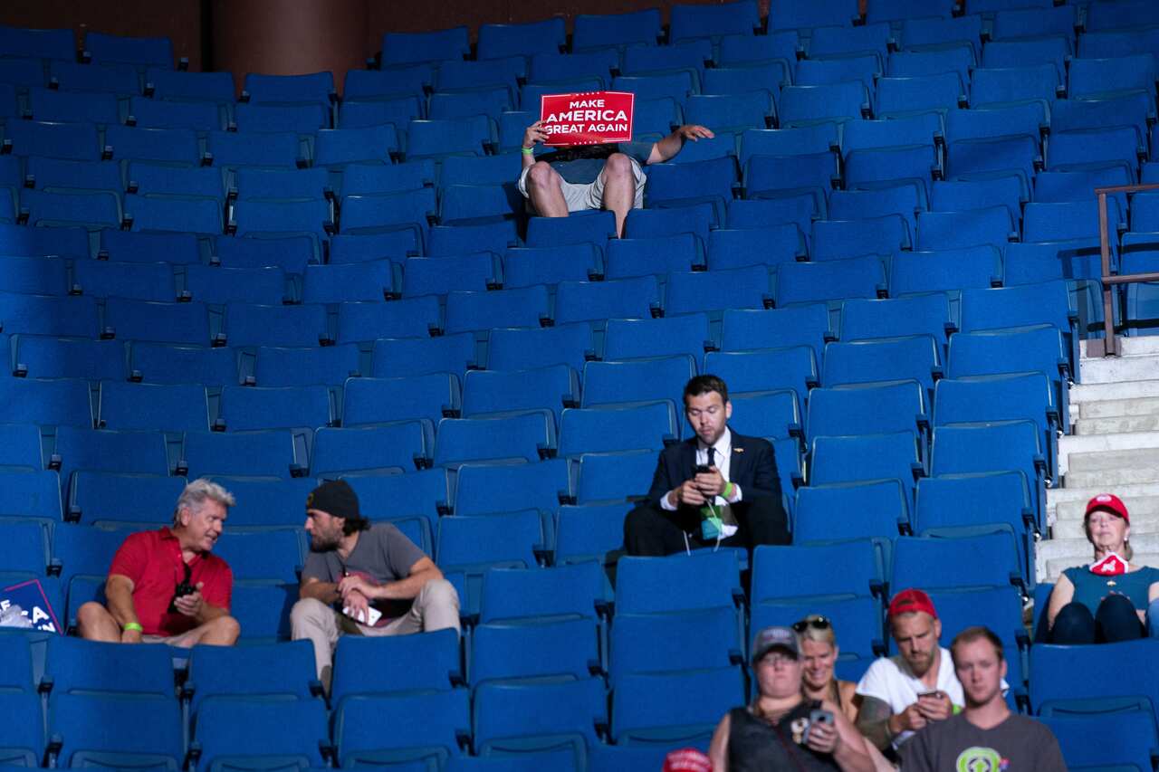The 19,000-seat BOK Center arena had many empty seats.