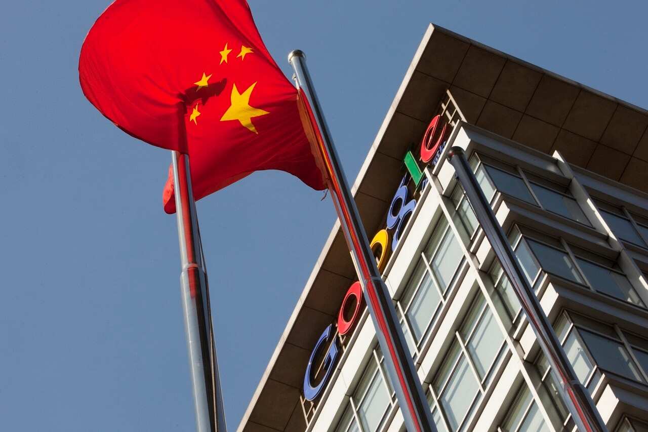 A Chinese flag outside the Google Inc. China headquarters in Beijing, China, in 2010.